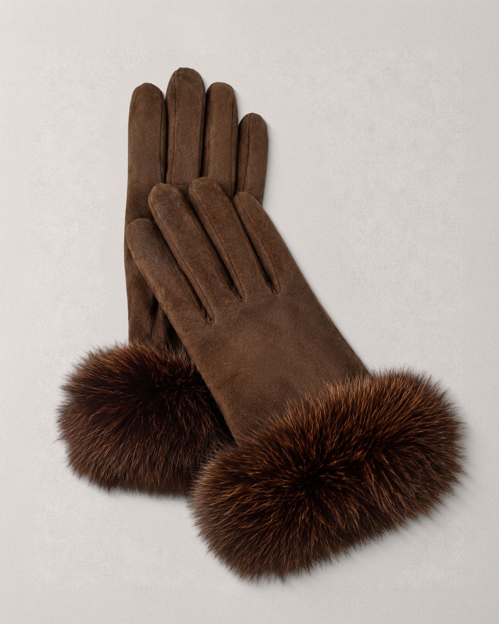 Guantes de ante para mujer con puños de pelo