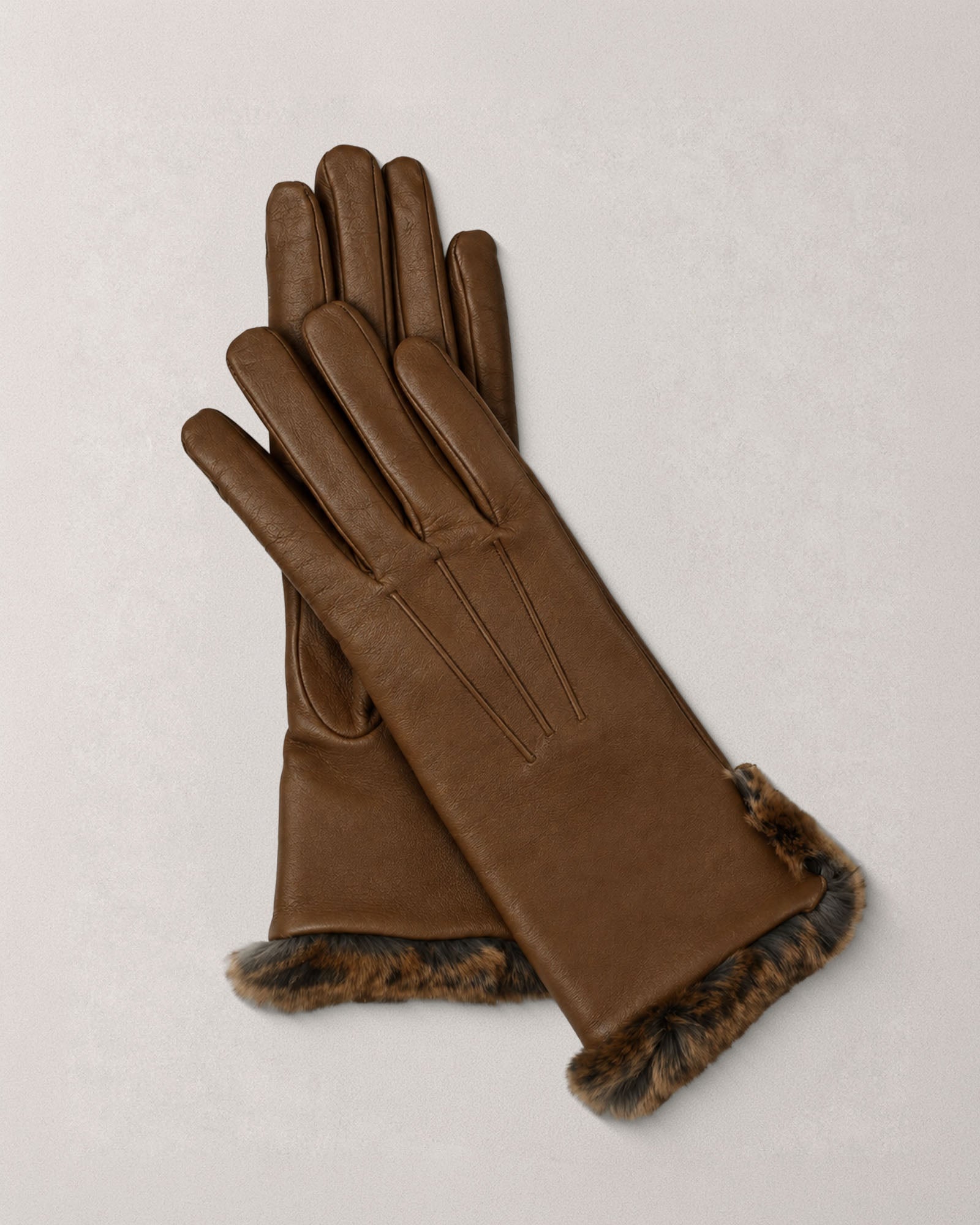 Guantes de piel para mujer forrados de pelo – Avellana