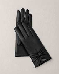Guantes de piel para mujer con lazo