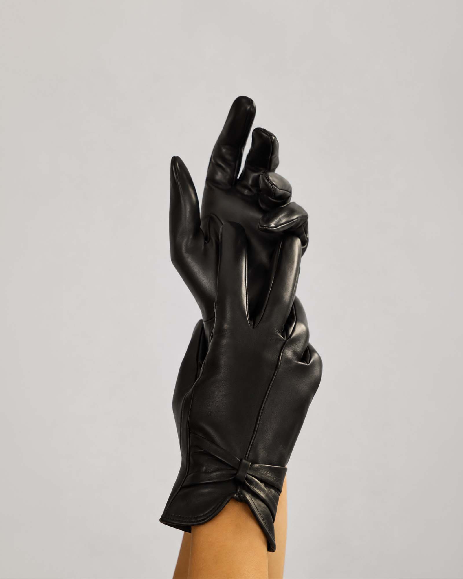 Guantes de piel para mujer con lazo