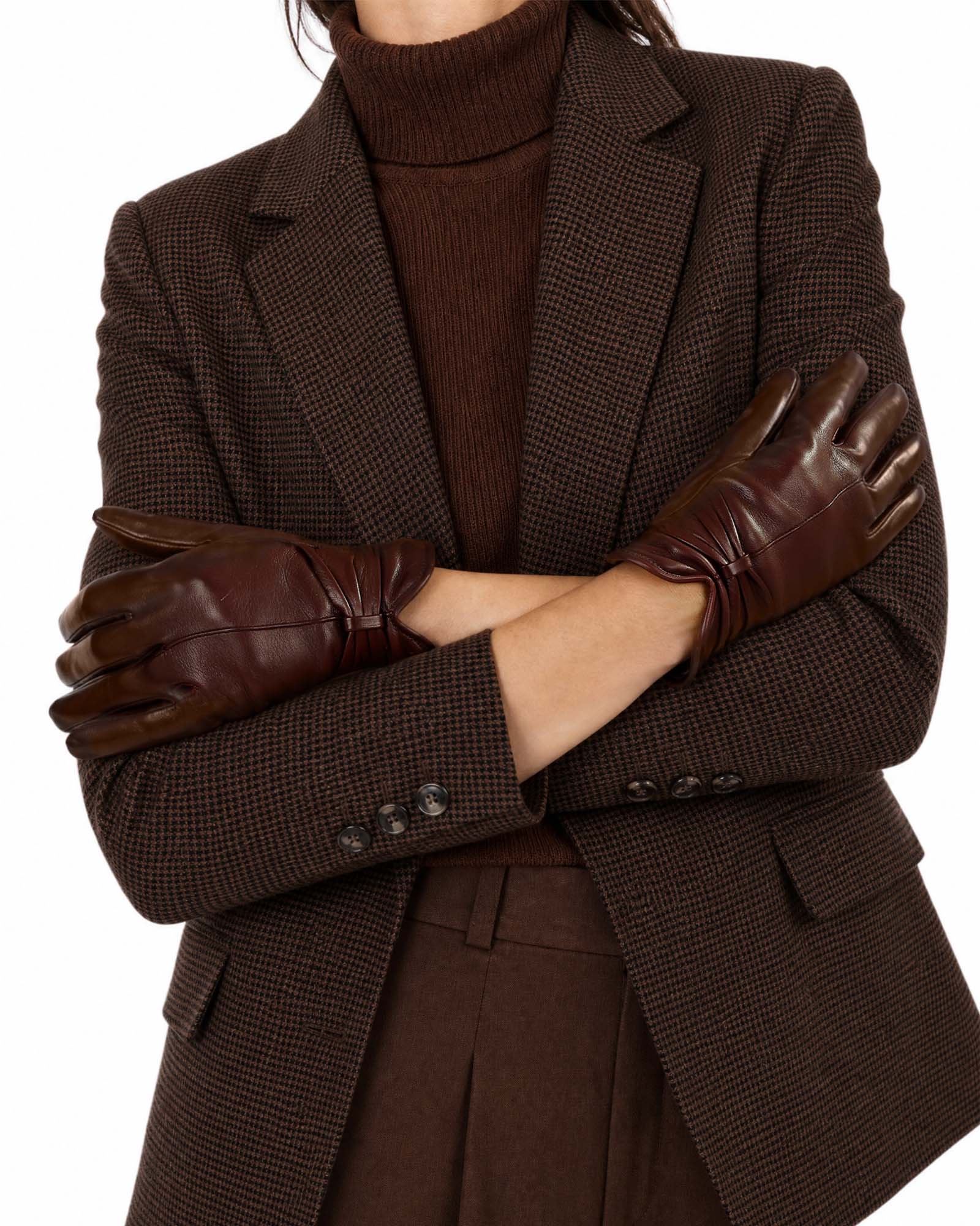 Guantes de piel para mujer con lazo