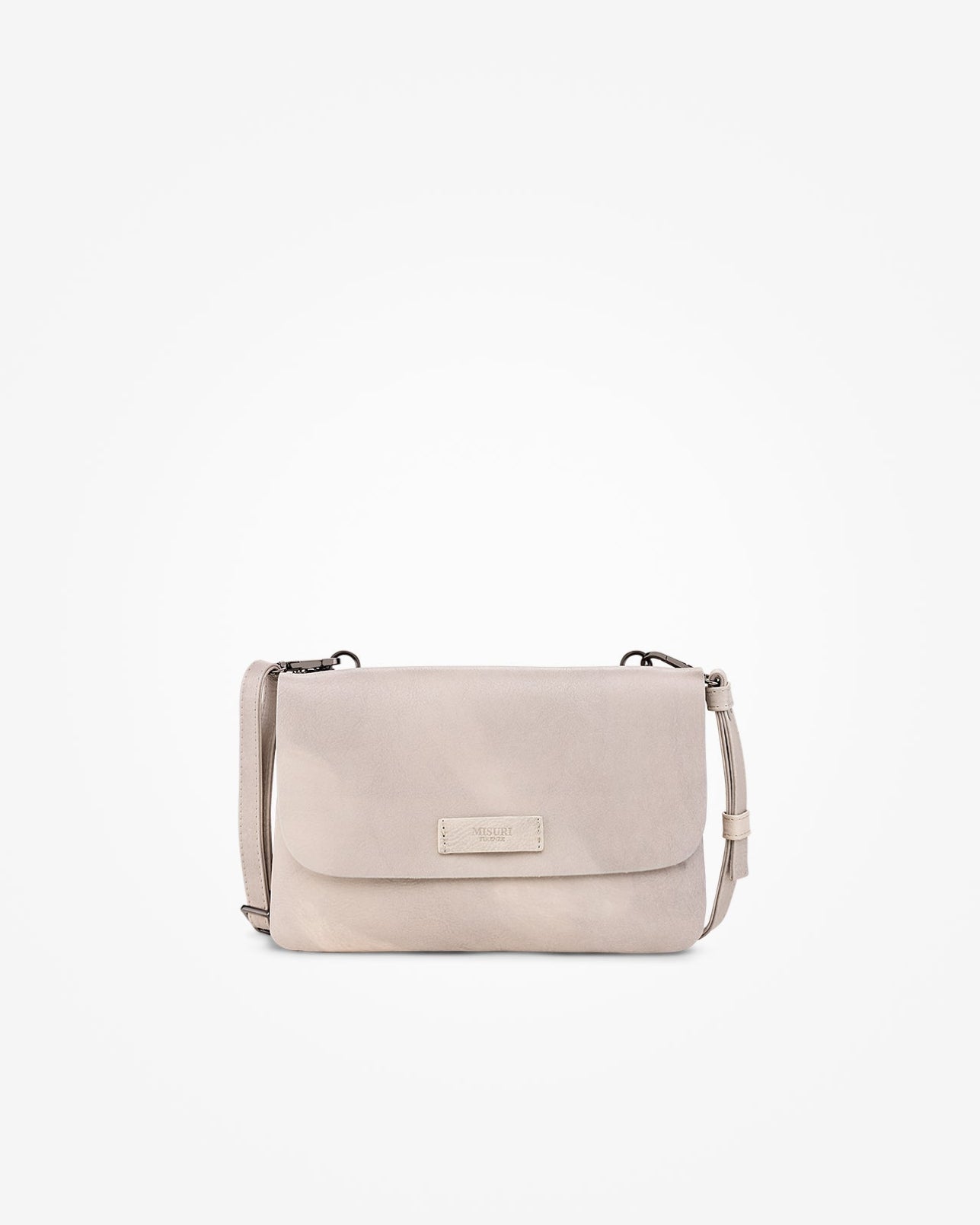 Beige handbag on a light gray background