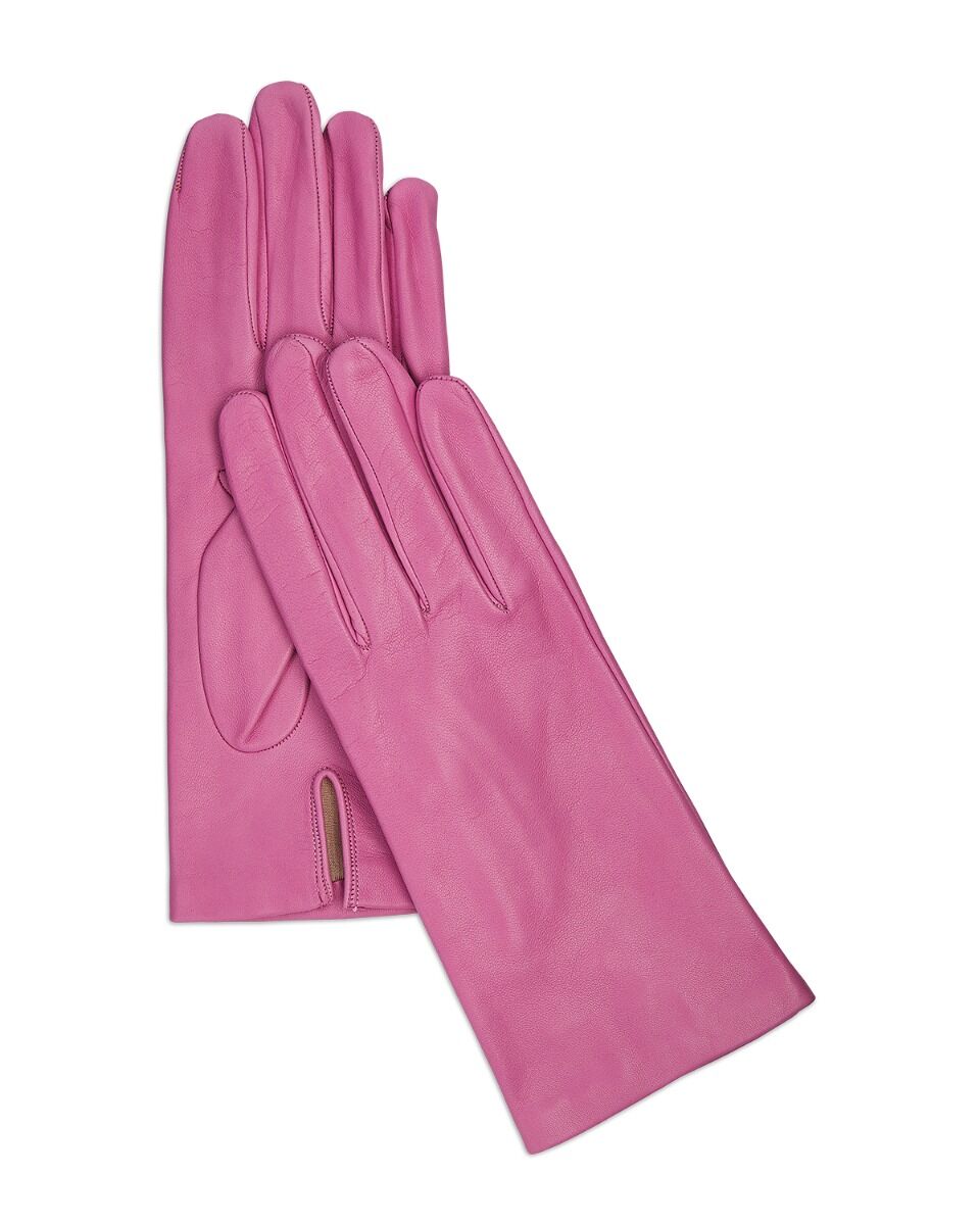 Vernazza Pink Handmade Leather Gloves for Woman 