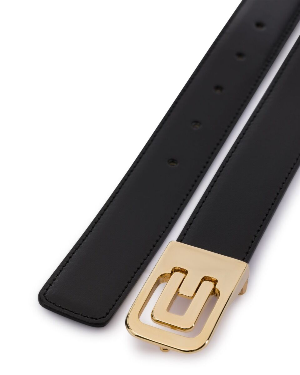 Modern Square Reversible Belt Gold