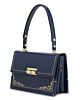 Kelly Bag with Gold Corners Blue